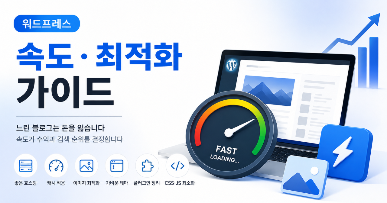 워드프레스 속도 최적화 방법 6가지 — 캐시·이미지·호스팅 완벽 정리