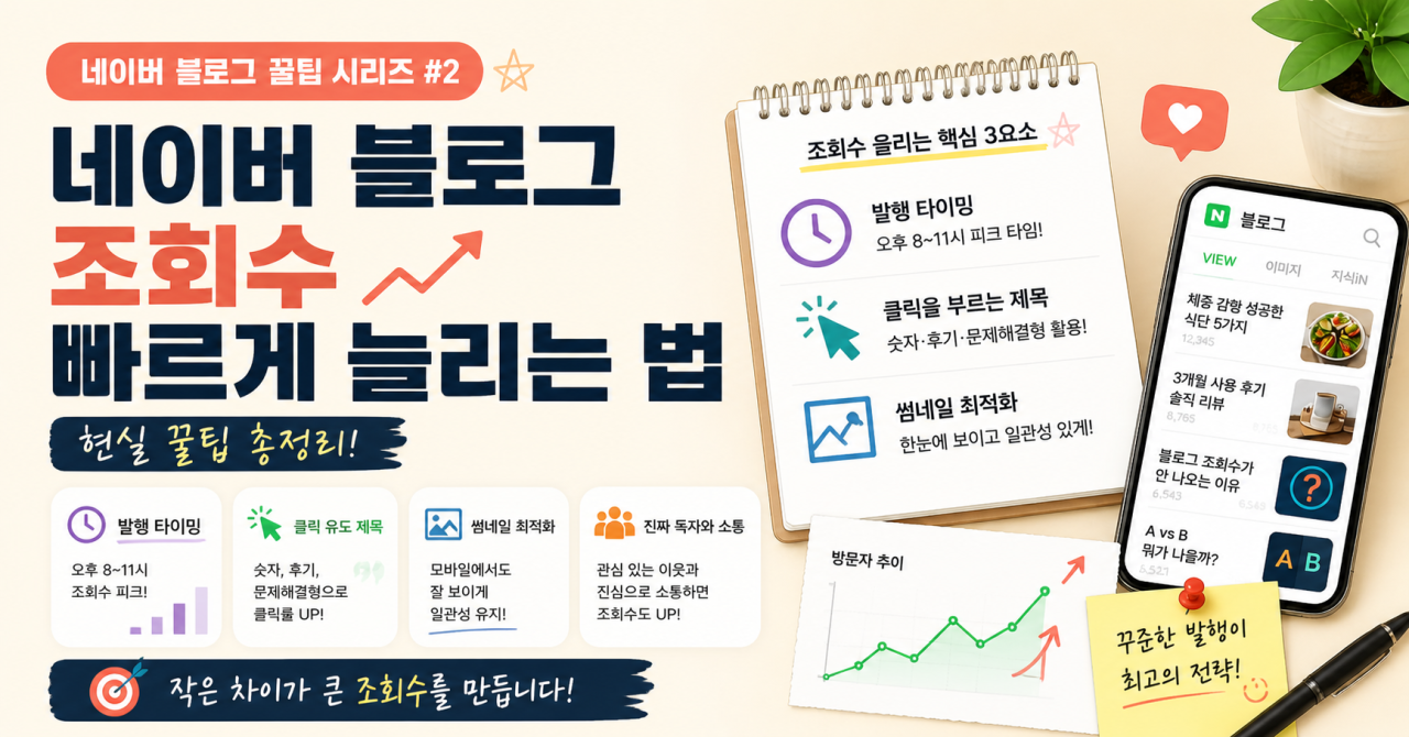 네이버 블로그 조회수 빠르게 늘리는 법 — 현실 꿀팁 총정리