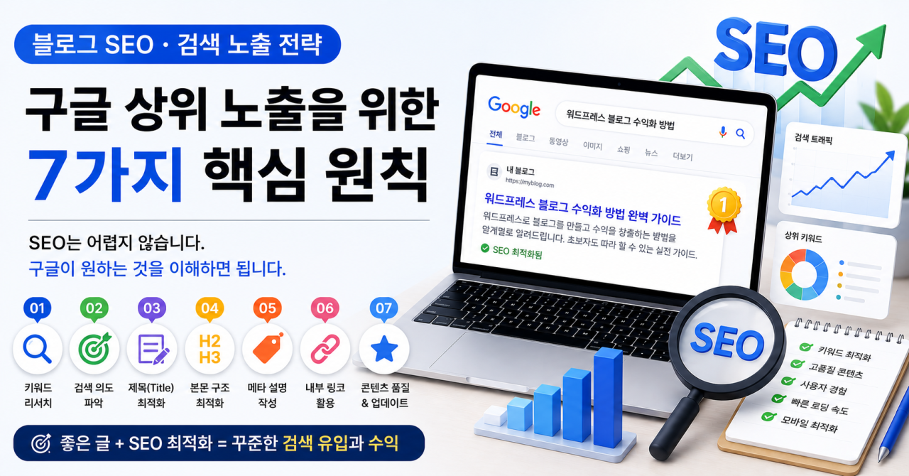 블로그 SEO 기초 완벽 정리 — 구글 상위 노출 7가지 원칙