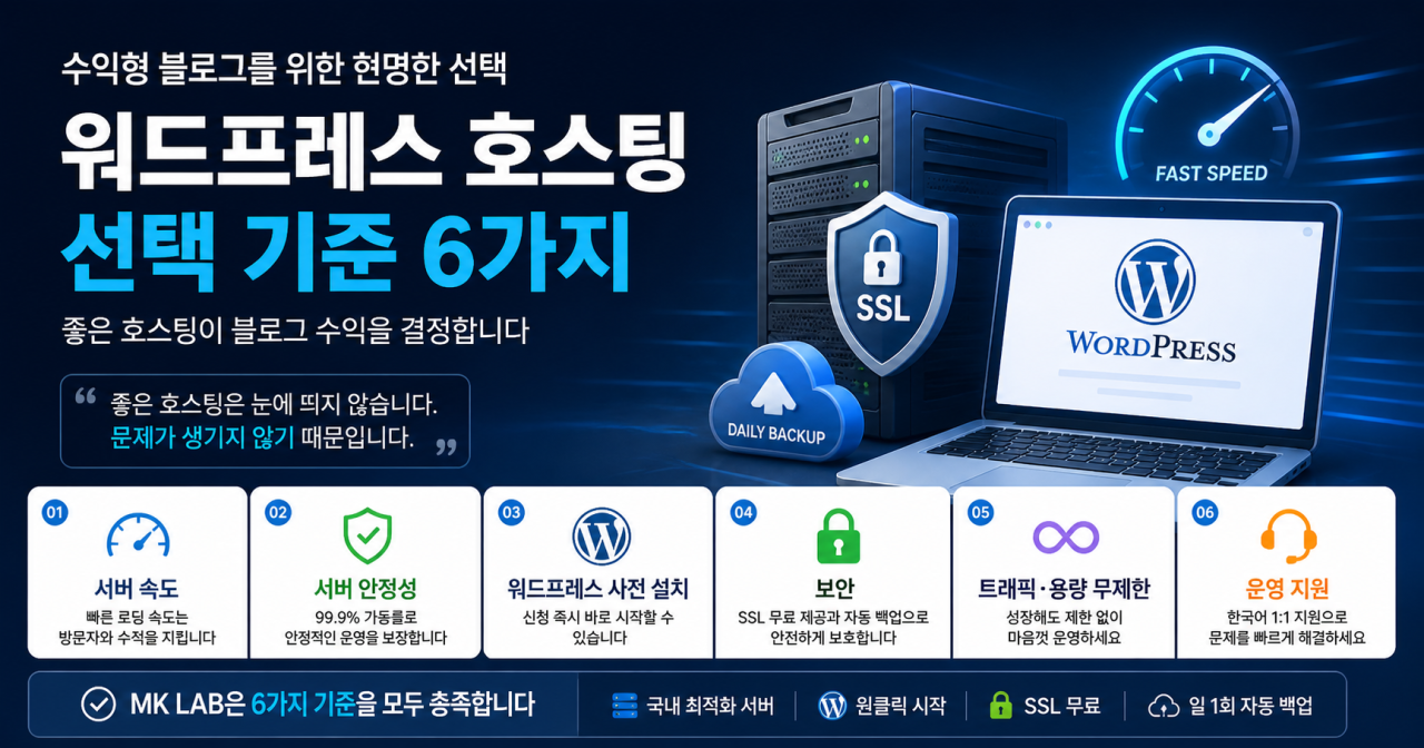 워드프레스 호스팅 선택 기준 6가지 — 초보자 완벽 가이드