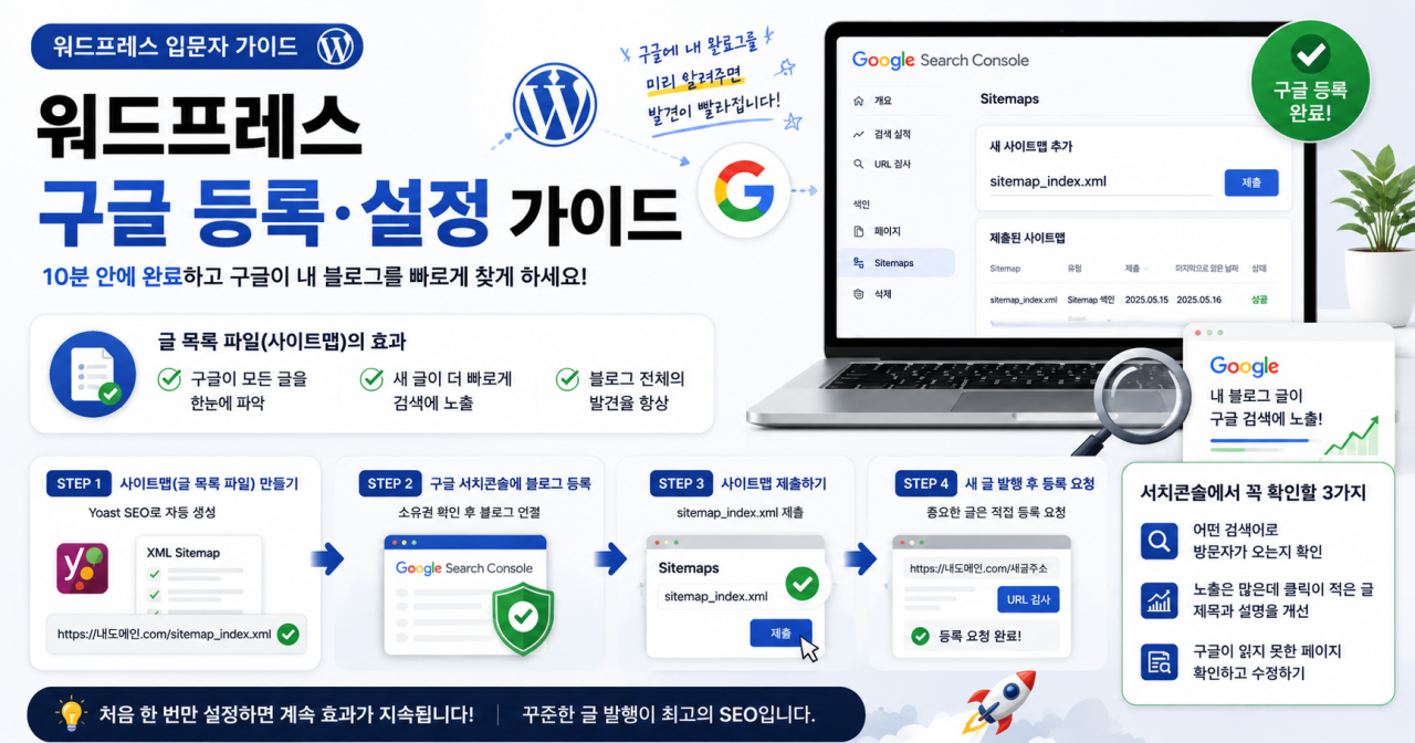 워드프레스 구글 검색 등록하는 법 — 사이트맵·서치콘솔 설정